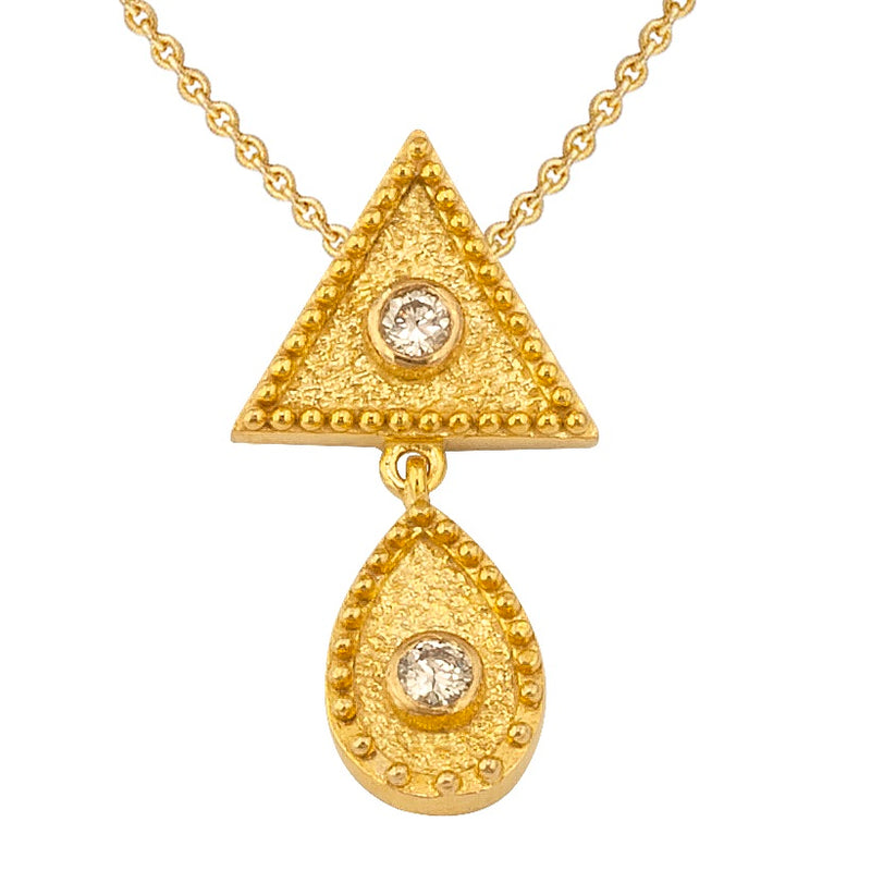 Geometric Triangle Drop Pendant Necklace - 18k Gold Necklace