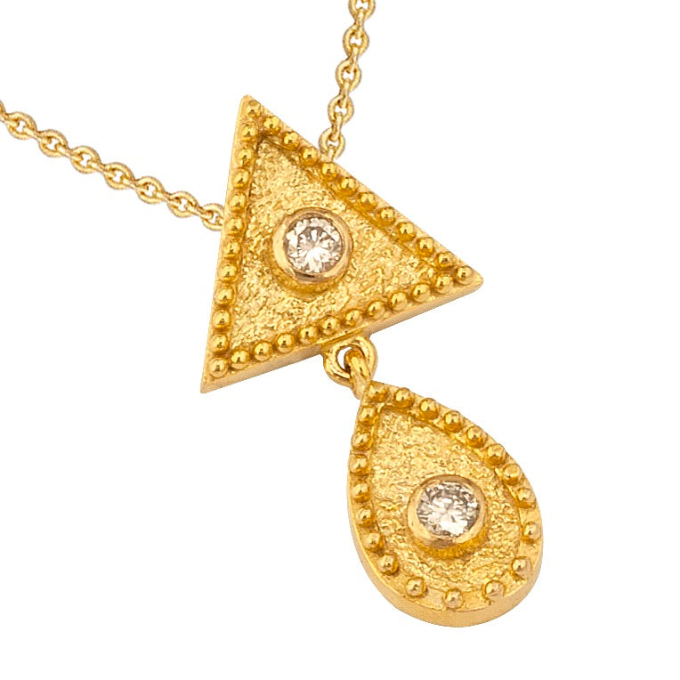 Geometric Triangle Drop Pendant Necklace - 18k Gold Necklace