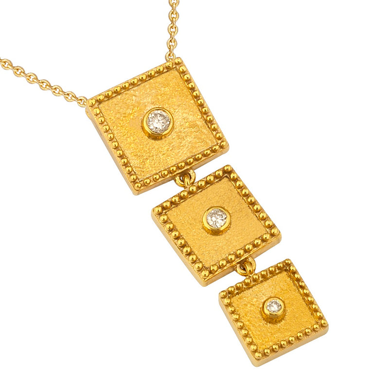 Geometric Squares Pendant Necklace - 18k Gold Necklace