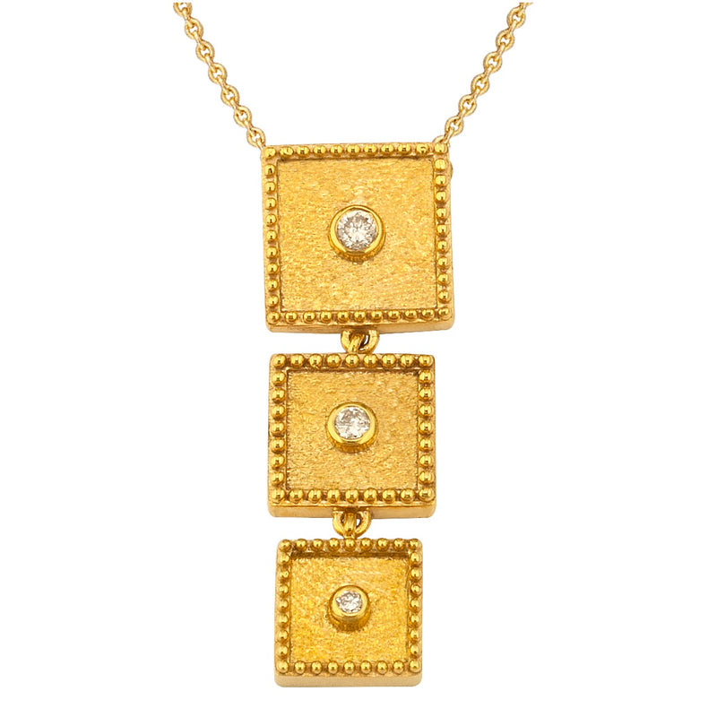 Geometric Squares Pendant Necklace - 18k Gold Necklace