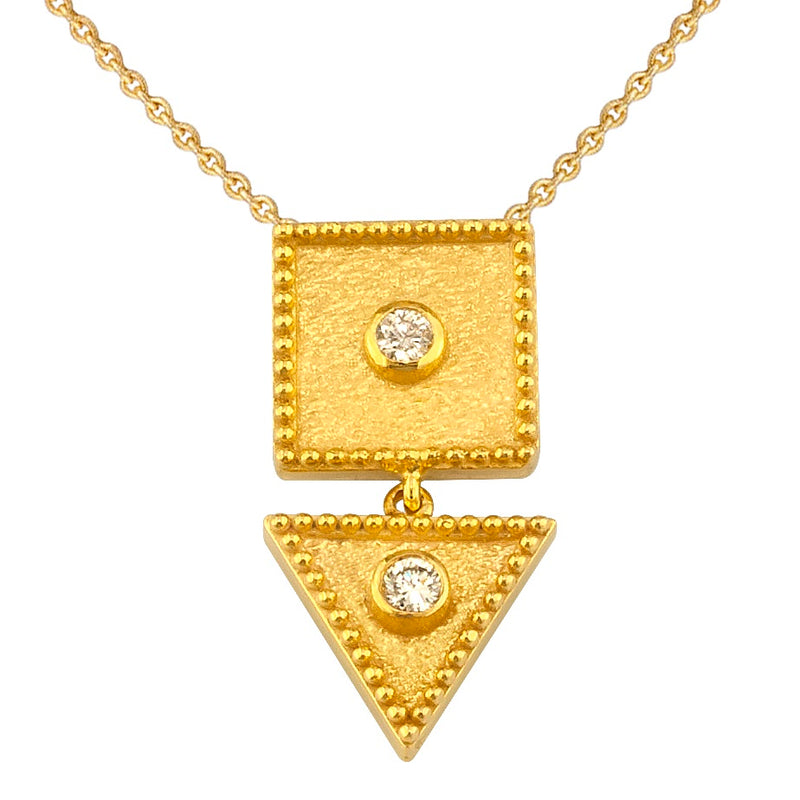 Geometric Square Triangle Necklace - 18k Gold Necklace