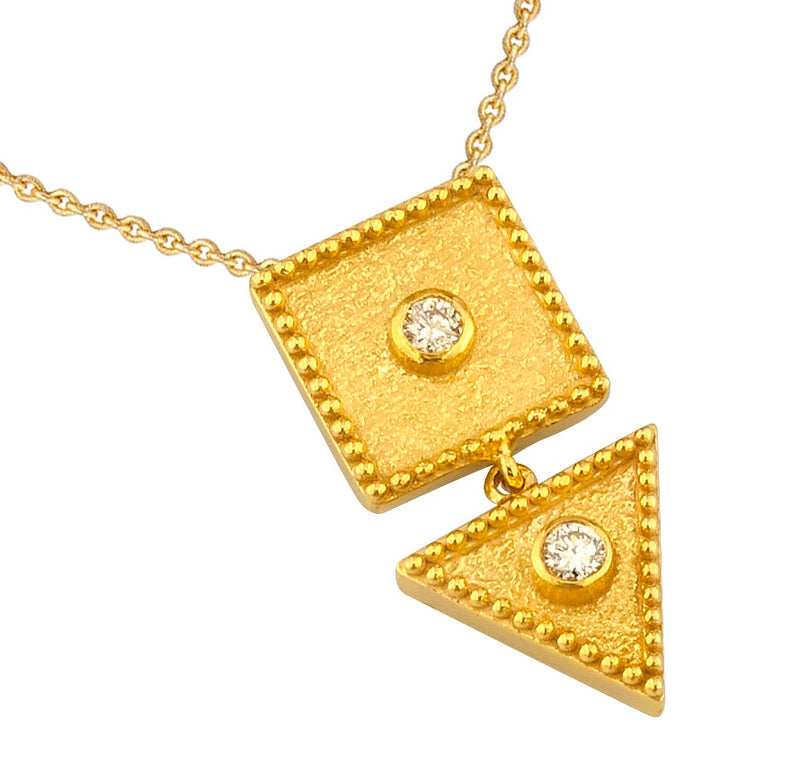 Geometric Square Triangle Necklace - 18k Gold Necklace