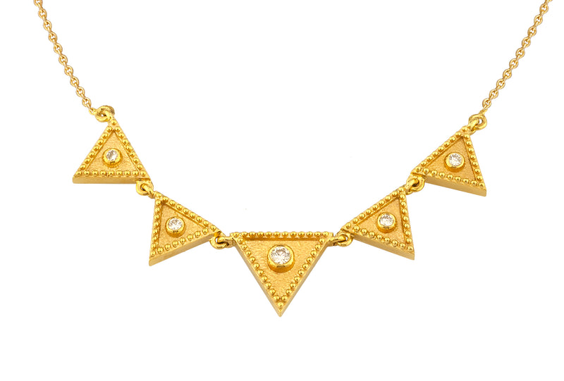 Geometric Triangle Row Necklace - 18k Gold Necklace