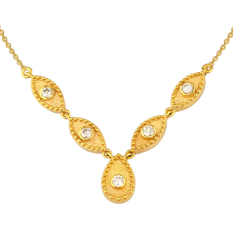 Geometric Prolate Drop Row Necklace - 18k Gold Necklace