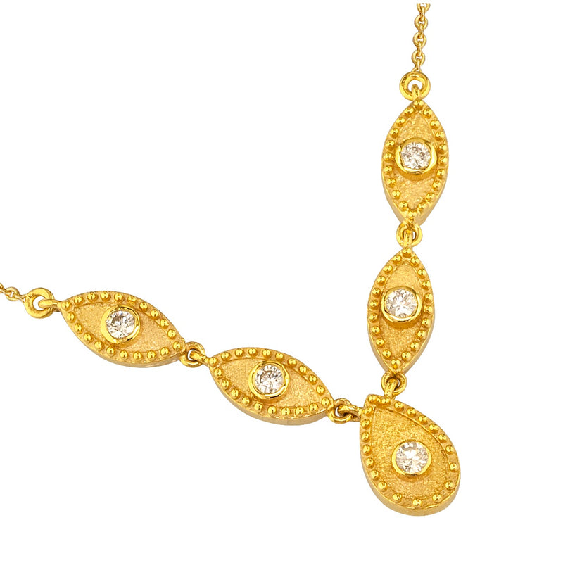 Geometric Prolate Drop Row Necklace - 18k Gold Necklace