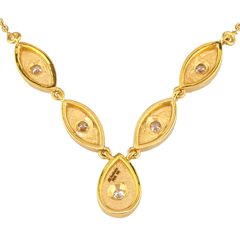 Geometric Prolate Drop Row Necklace - 18k Gold Necklace