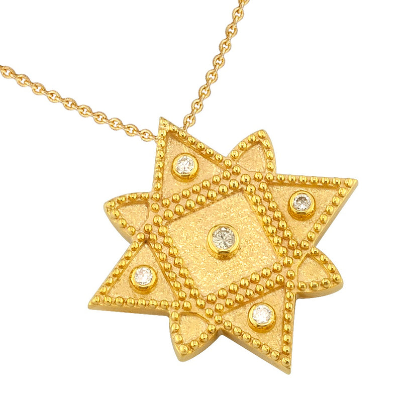 Geometric Star Pendant Necklace - 18k Gold Necklace