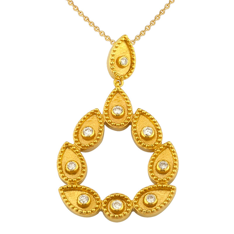 Geometric Drop Wreath Pendant Necklace - 18k Gold Necklace