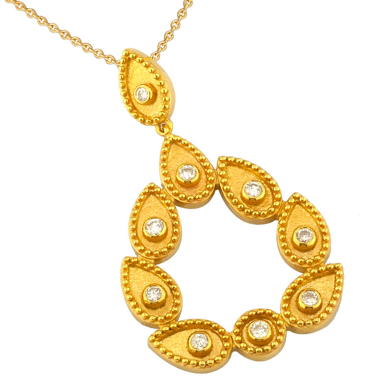 Geometric Drop Wreath Pendant Necklace - 18k Gold Necklace