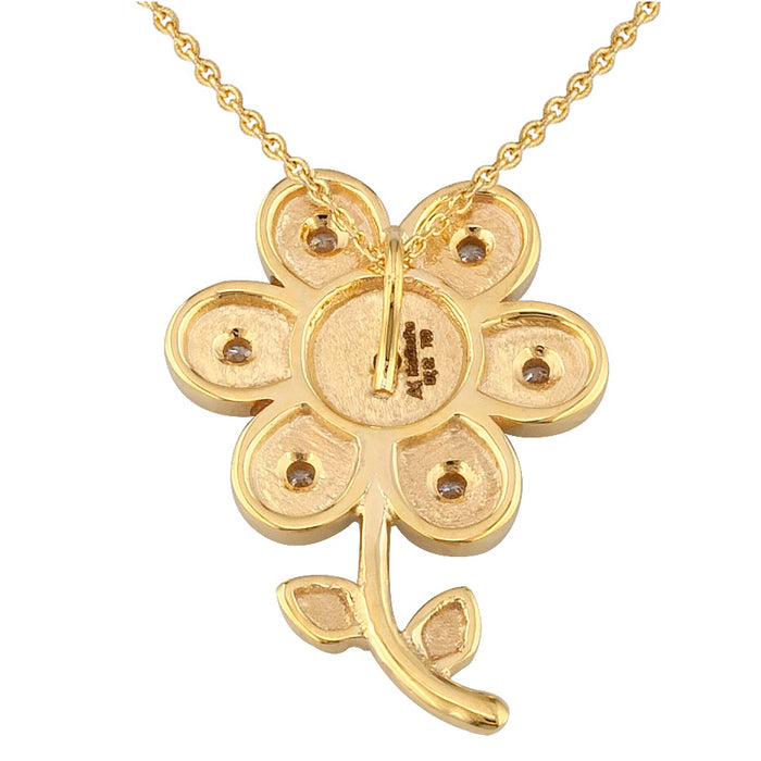Geometric Enamel Flower Pendant with Necklace with Diamonds