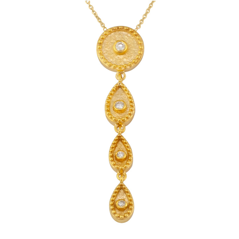 Geometric Circle Drops Necklace - 18k Gold Necklace