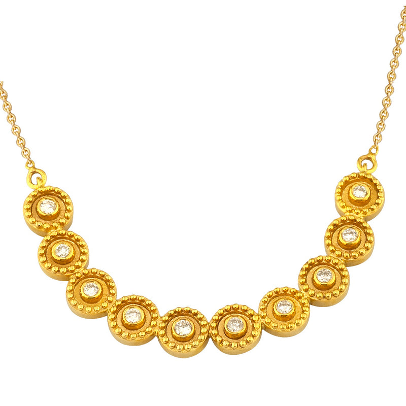Geometric Circle Row Necklace - 18k Gold Necklace