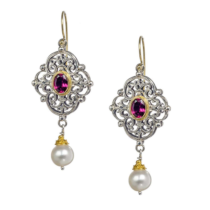 Wide Pearl Drop Chandelier Earrings - 18k Gold & Sterling Silver Earrings