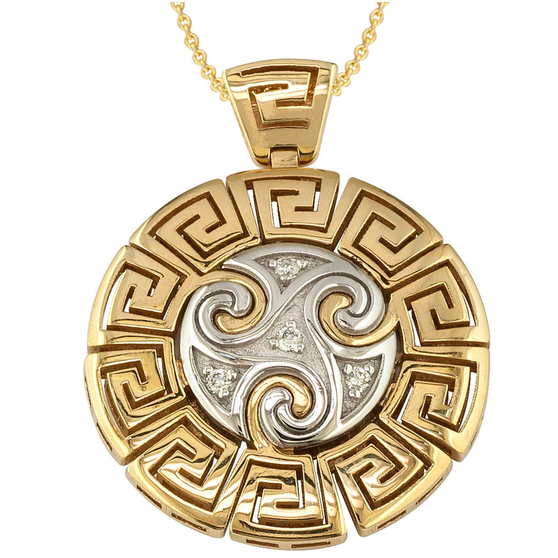 Mythical Argonaut Greek Key Pendant Necklace - 18k Gold Necklace