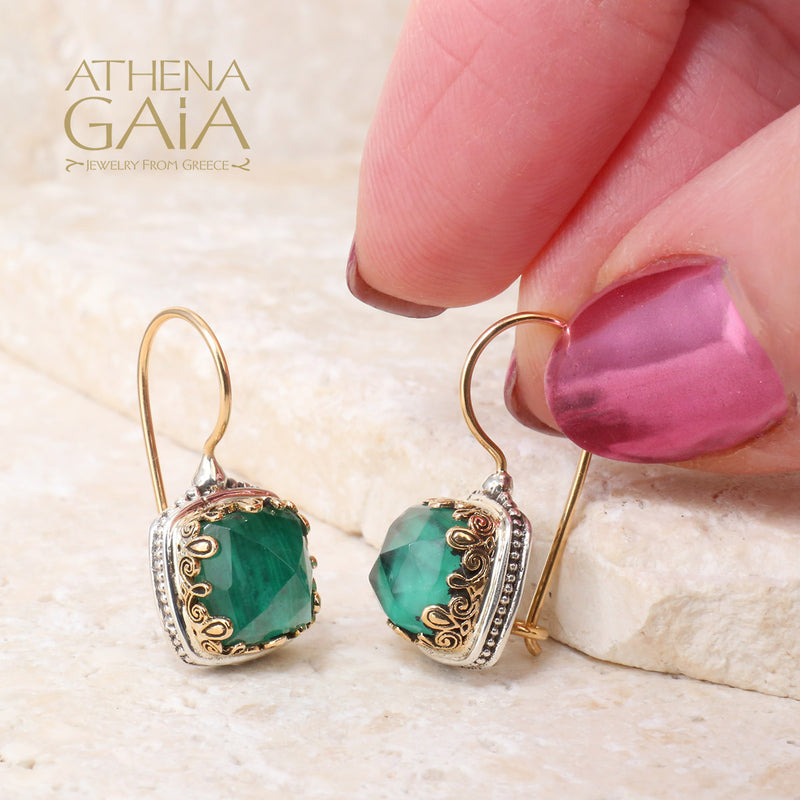 Small Crown Earrings - 18k Gold & Sterling Silver Earrings - French Wire Earrings