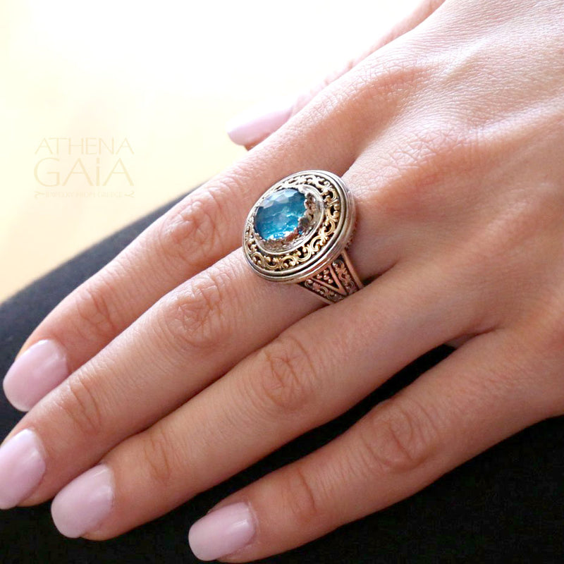 Pop Rocks Synergy Border Ring - 18k Gold & Sterling Silver Ring - Cocktail Ring