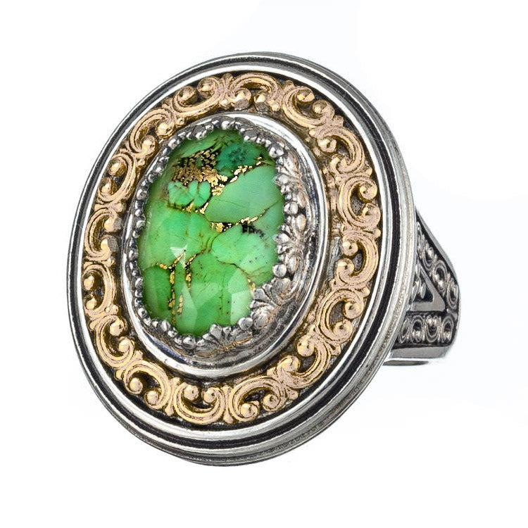 Pop Rocks Synergy Border Ring - 18k Gold & Sterling Silver Ring - Cocktail Ring