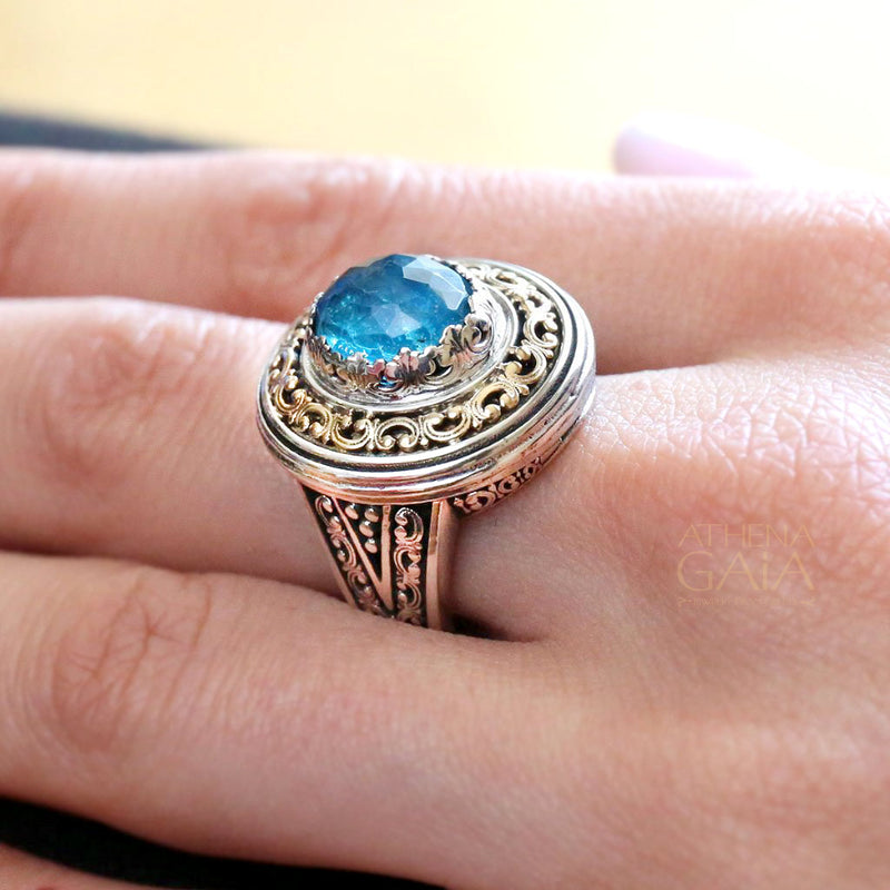 Pop Rocks Synergy Border Ring - 18k Gold & Sterling Silver Ring - Cocktail Ring