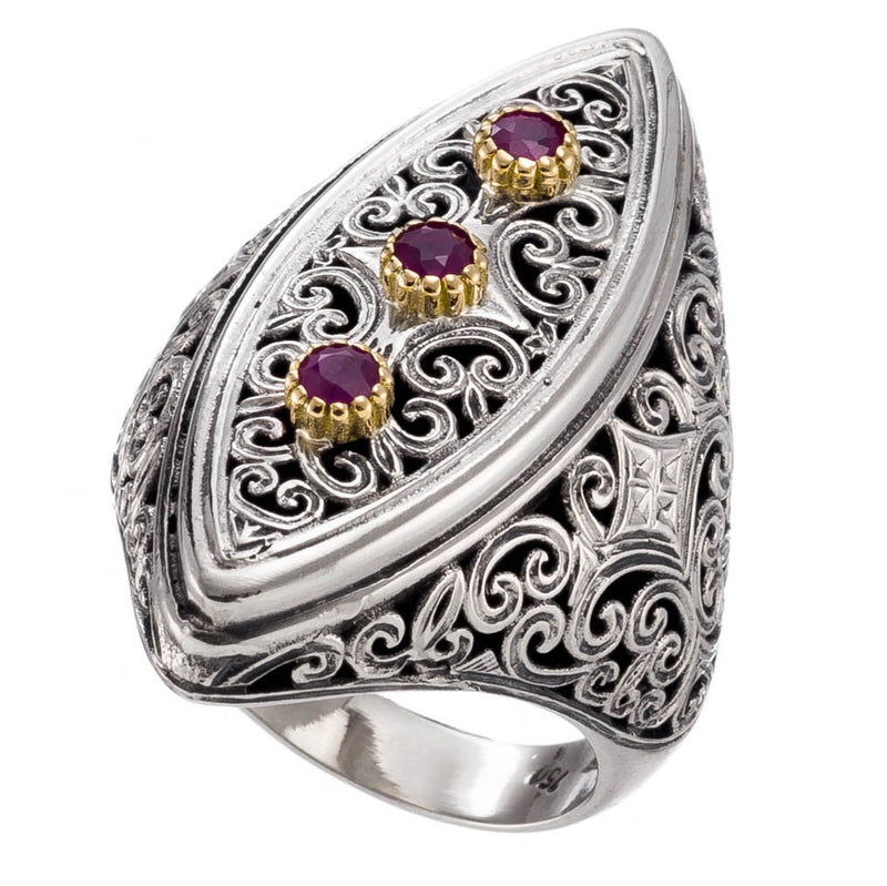 Garden Shadows Slice Stone Ring - 18k Gold & Sterling Silver Ring - Cocktail Ring