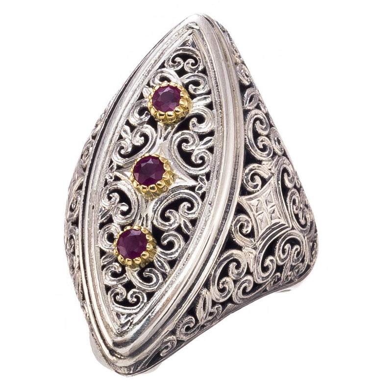 Garden Shadows Slice Stone Ring - 18k Gold & Sterling Silver Ring - Cocktail Ring