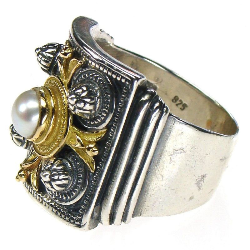 Florentine Ring - 18k Gold & Sterling Silver Ring - Cocktail Ring