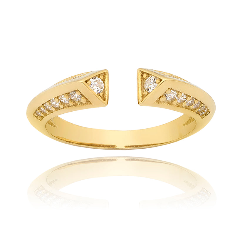 Open Face Modern Triangle Ring - 14k Gold Ring - Cocktail Ring