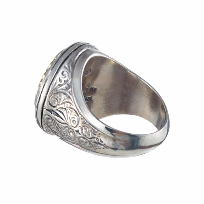 Ruby Cross Synergy Ring - 18k Gold & Sterling Silver Ring - Cocktail Ring