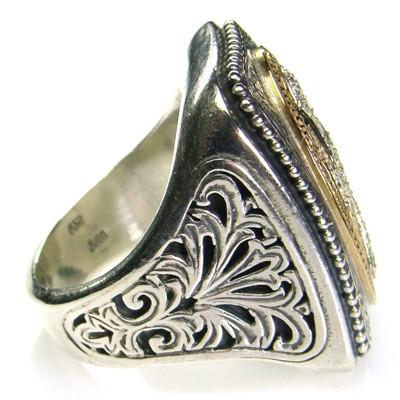 Diamond Maltese Cross Ring - 18k Gold & Sterling Silver Ring - Cocktail Ring