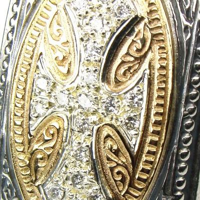 Diamond Maltese Cross Ring - 18k Gold & Sterling Silver Ring - Cocktail Ring