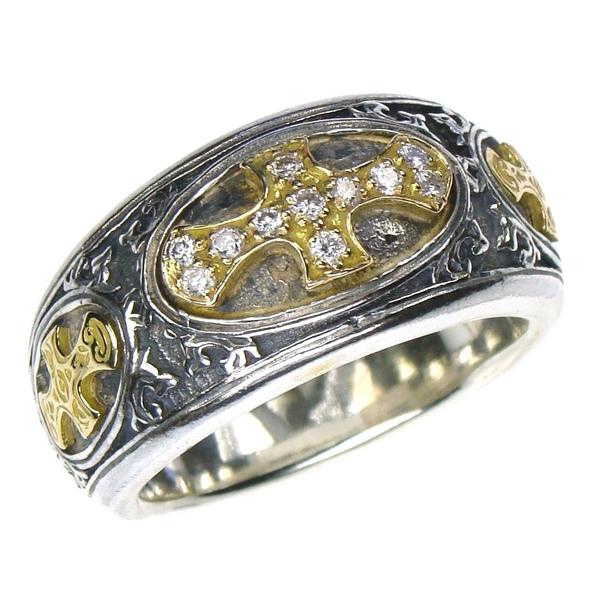 Diamond Maltese Cross Band Ring - 18k Gold & Sterling Silver Ring - Signet Ring