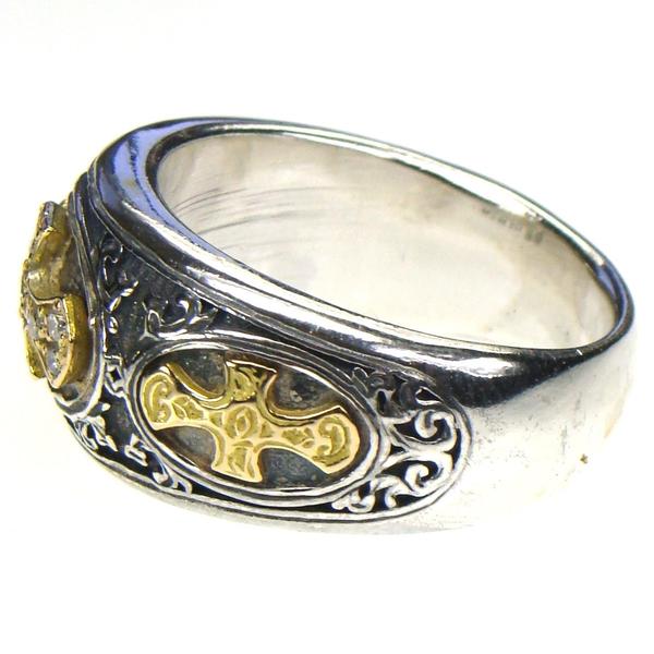 Diamond Maltese Cross Band Ring - 18k Gold & Sterling Silver Ring - Signet Ring