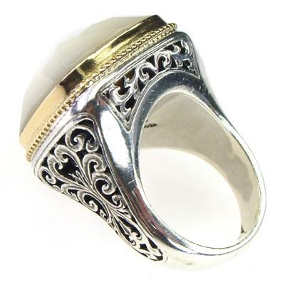 Cushion Top Large Stone Ring - 18k Gold & Sterling Silver Ring - Cocktail Ring