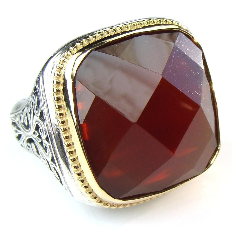 Cushion Top Large Stone Ring - 18k Gold & Sterling Silver Ring - Cocktail Ring