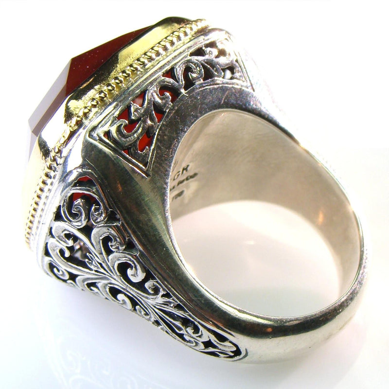 Cushion Top Large Stone Ring - 18k Gold & Sterling Silver Ring - Cocktail Ring