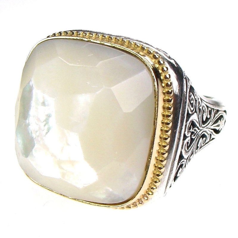 Cushion Top Large Stone Ring - 18k Gold & Sterling Silver Ring - Cocktail Ring