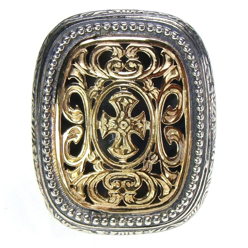 Maltese Cross Garden Shadows Ring - 18k Gold & Sterling Silver Ring - Cocktail Ring
