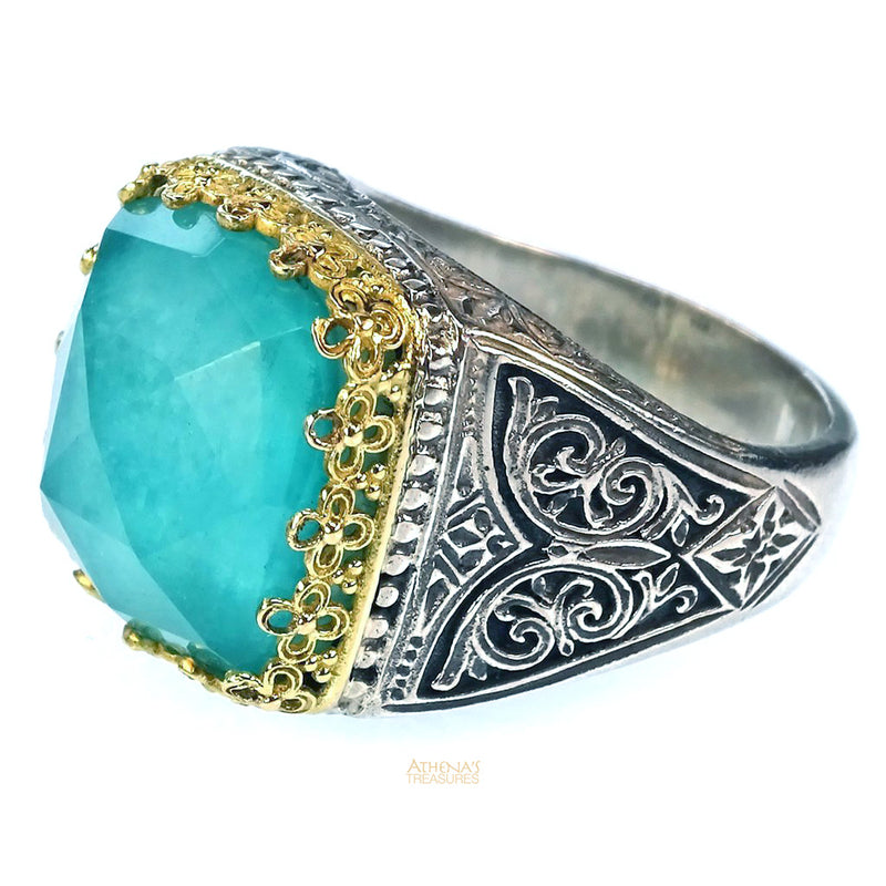 Pop Rocks Soft Square Crown Ring - 18k Gold & Sterling Silver Ring - Cocktail Ring