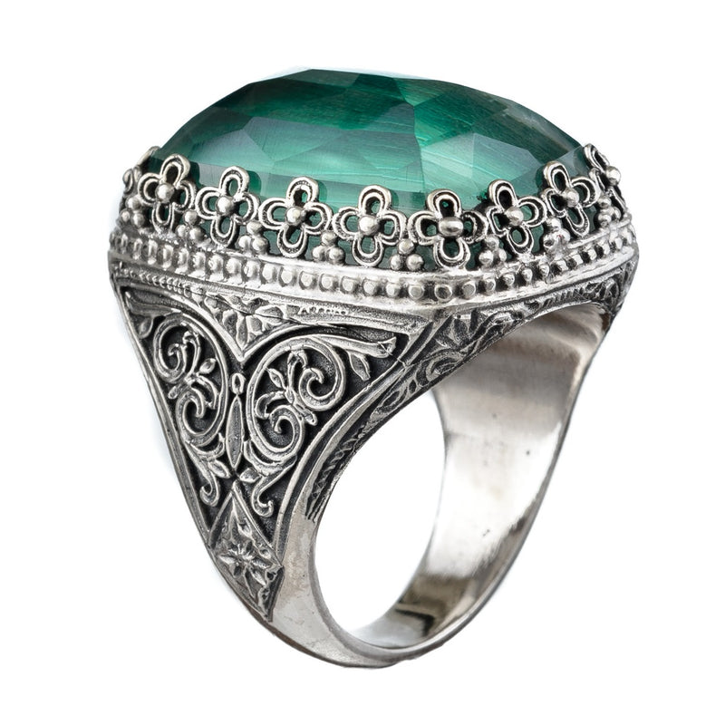 Pop Rocks Orthogonio Crown Ring - Sterling Silver Ring - Cocktail Ring - Large Stone Ring