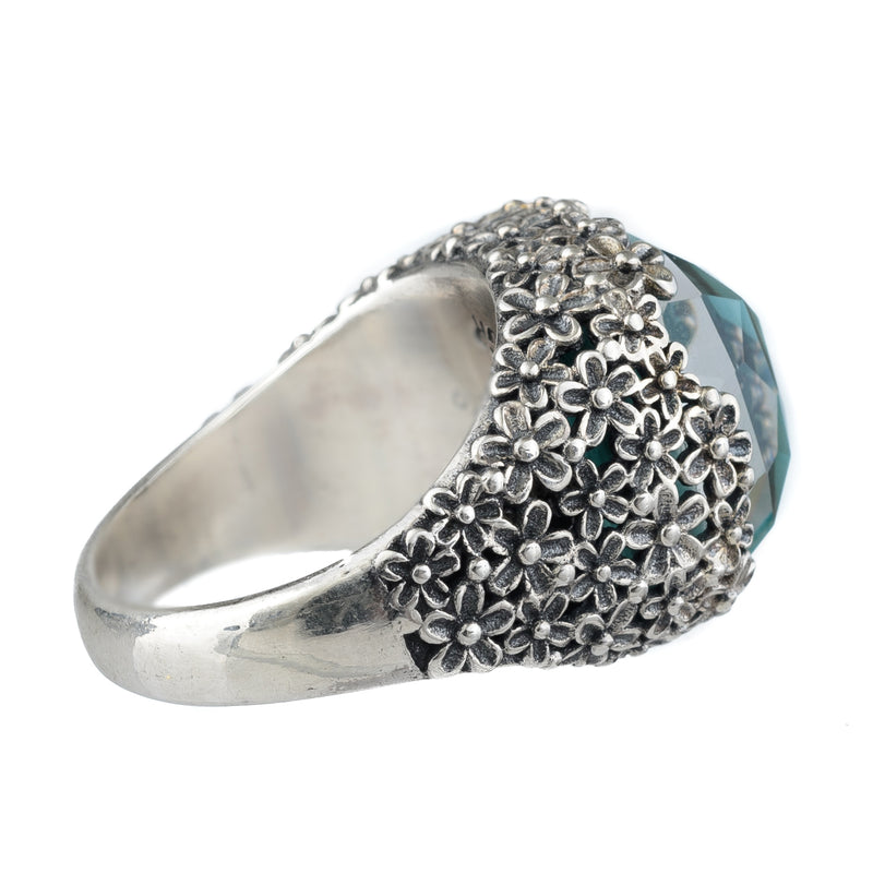 Pop Rocks Wild Flower Anthemis Soft Square Ring - Sterling Silver Ring - Cocktail Ring