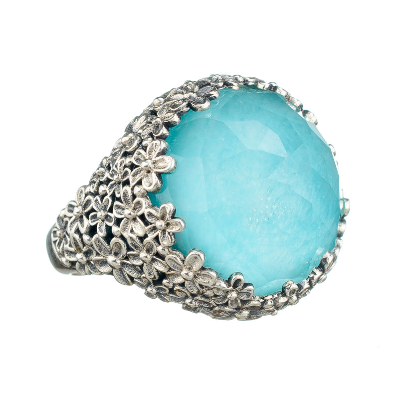 Pop Rocks Wild Flower Anthemis Round Ring (Large) - Sterling Silver Ring - Cocktail Ring