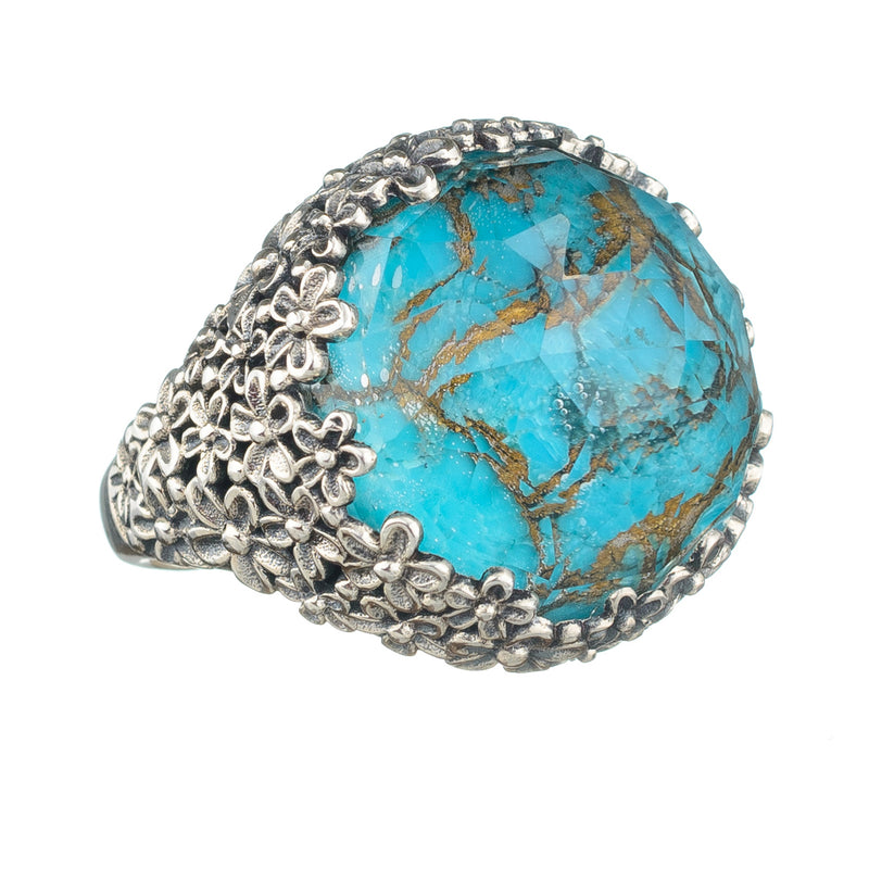 Pop Rocks Wild Flower Anthemis Round Ring (Large) - Sterling Silver Ring - Cocktail Ring