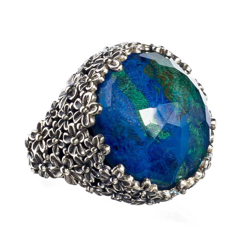 Pop Rocks Wild Flower Anthemis Round Ring (Large) - Sterling Silver Ring - Cocktail Ring