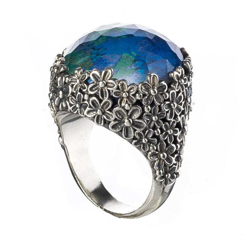 Pop Rocks Wild Flower Anthemis Round Ring (Large) - Sterling Silver Ring - Cocktail Ring