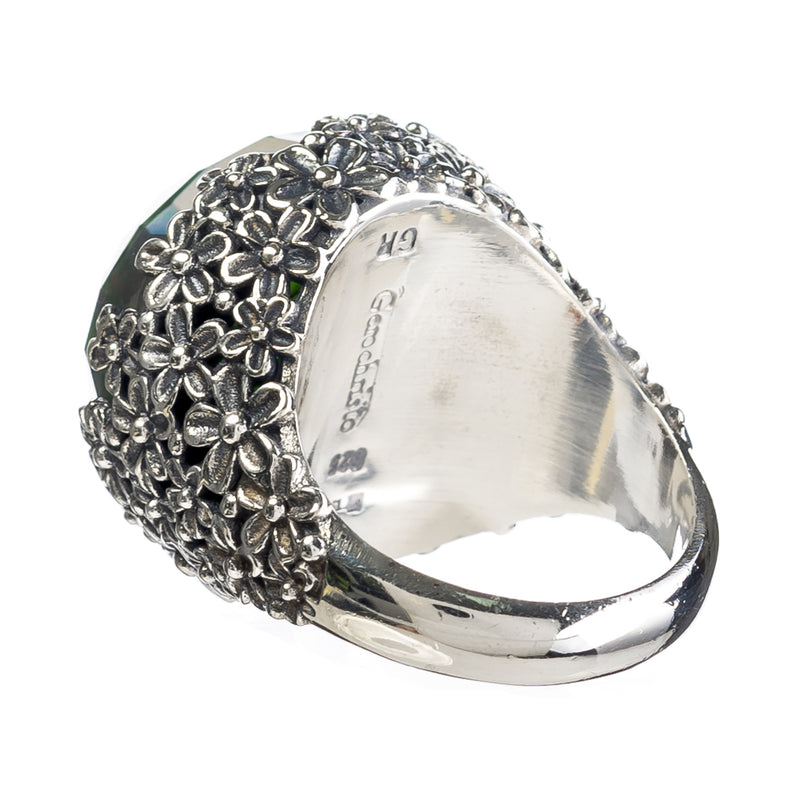 Pop Rocks Wild Flower Anthemis Round Ring (Large) - Sterling Silver Ring - Cocktail Ring
