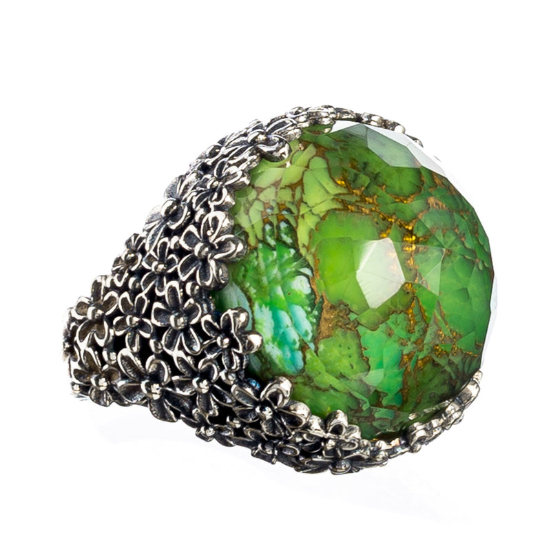 Pop Rocks Wild Flower Anthemis Round Ring (Large) - Sterling Silver Ring - Cocktail Ring