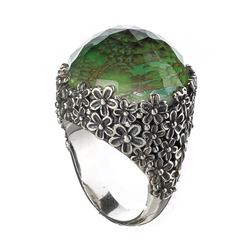 Pop Rocks Wild Flower Anthemis Round Ring (Large) - Sterling Silver Ring - Cocktail Ring