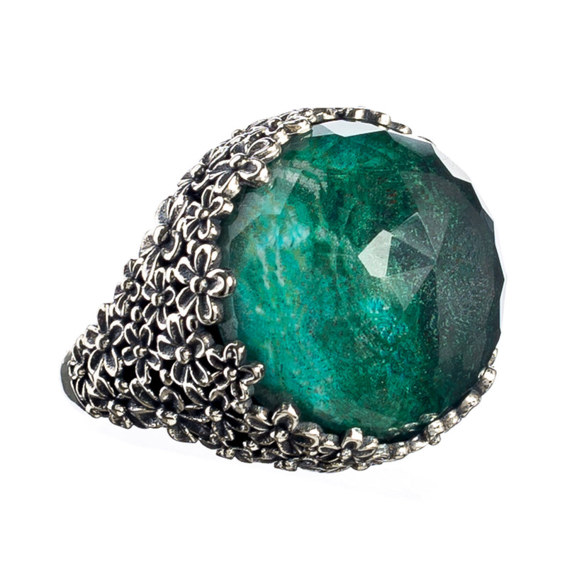 Pop Rocks Wild Flower Anthemis Round Ring (Large) - Sterling Silver Ring - Cocktail Ring