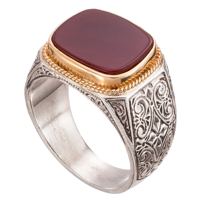 Flat Faced Ring - 18k Gold & Sterling Silver Ring - Club Ring