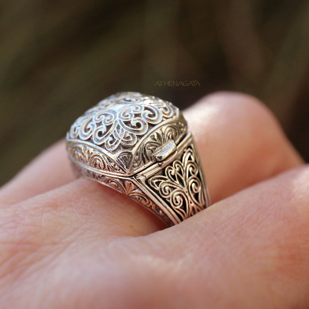 Poison Pill Locket Ring Sterling Silver Ring Cocktail Ring