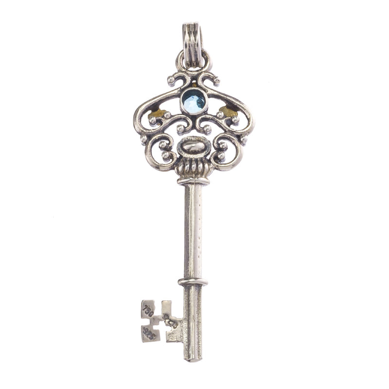 Byzantine Key Pendant - 18k Gold & Sterling Silver Pendant
